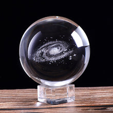 Load image into Gallery viewer, 60mm/80mm 3D Laser Engraved Galaxy Crystal Ball Miniature Model Crystal Craft Sphere Ornament Globe Glass Home Decor Gift