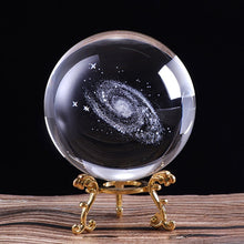 Load image into Gallery viewer, 60mm/80mm 3D Laser Engraved Galaxy Crystal Ball Miniature Model Crystal Craft Sphere Ornament Globe Glass Home Decor Gift