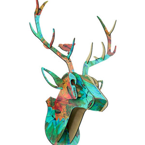 DIY 3D Wooden Animal Deer Head Art Model Home Office Wall Hanging Decoration Storage Holders Racks Home Decoration Accessories