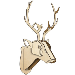 DIY 3D Wooden Animal Deer Head Art Model Home Office Wall Hanging Decoration Storage Holders Racks Home Decoration Accessories