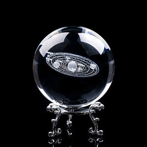 3D Laser Engraved Solar System Crystal Ball Planets Decorative Glass Ball  Crafts Globe Nordic Home Decoration Accessories