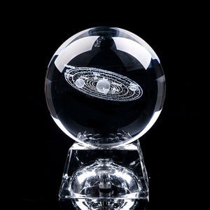 3D Laser Engraved Solar System Crystal Ball Planets Decorative Glass Ball  Crafts Globe Nordic Home Decoration Accessories